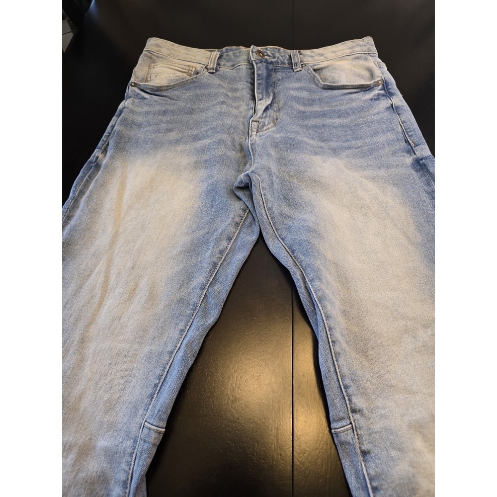NEW Smoke Rise Jeans Mens 34x32 Light Wash‎ Blue Distressed Stretch Denim